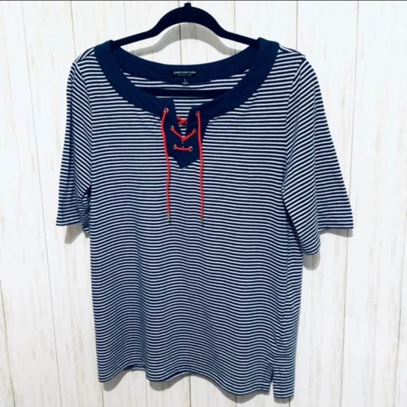 Jones New York Natica Striped top size large - Picture 2 of 7